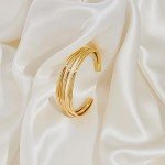 Simple Gold Adjustable Cuff Bracelet for Women