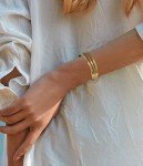 Simple Gold Adjustable Cuff Bracelet for Women