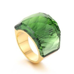 Stunning Gold Plated Crystal Glass Statement Ring