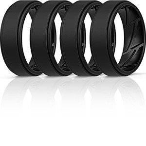 ThunderFit Men's Silicone Wedding Rings - 4-7 Pack