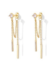 18K Gold Plated Silver Dangle Chain Earrings