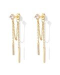 18K Gold Plated Silver Dangle Chain Earrings
