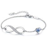 Infinity Heart Charm Bracelet in 925 Sterling Silver