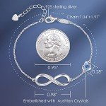 Infinity Heart Charm Bracelet in 925 Sterling Silver