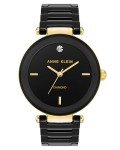 Anne Klein Black Ceramic Bracelet Watch with Diamonds