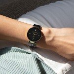 Anne Klein Black Ceramic Bracelet Watch with Diamonds
