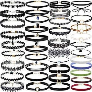 40 Pcs Black Velvet Choker Necklaces for Women