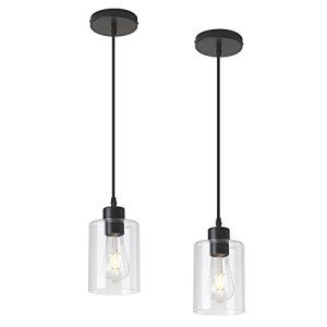 Stylish Black Glass Pendant Light – 2 Pack
