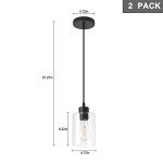 Stylish Black Glass Pendant Light – 2 Pack