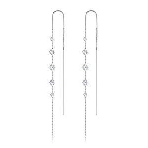 Elegant Sterling Silver Threader Earrings with Zirconia