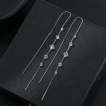 Elegant Sterling Silver Threader Earrings with Zirconia