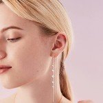 Elegant Sterling Silver Threader Earrings with Zirconia