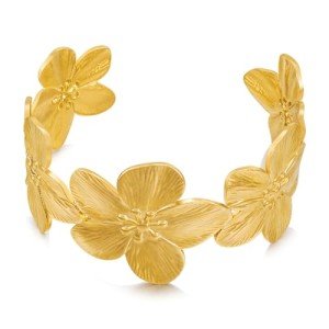 Gold Floral Chunky Cuff Bracelet for Women