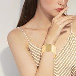 MOZAKA Women's Adjustable Gold & Silver Cuff Bracelets