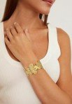 Gold Floral Chunky Cuff Bracelet for Women