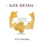 Gold Floral Chunky Cuff Bracelet for Women