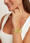 Gold Floral Chunky Cuff Bracelet for Women