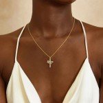 Tewiky 14k Gold Plated Cross Necklace for Women