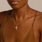 Tewiky 14k Gold Plated Cross Necklace for Women