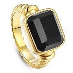 14K Gold Plated Black Onyx Signet Ring