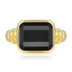 14K Gold Plated Black Onyx Signet Ring