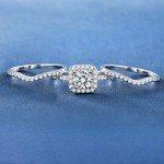 18K White Gold Plated Cubic Zirconia Halo Ring