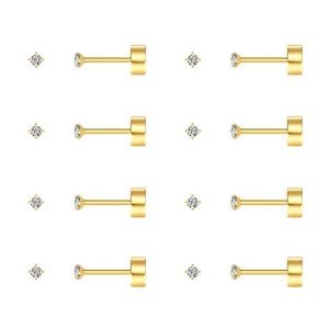 8 Pairs Tiny Flat Back Stud Earrings