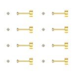 8 Pairs Tiny Flat Back Stud Earrings
