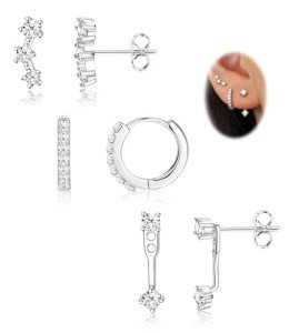 Sterling Silver Hypoallergenic Earring Set - 3 Pairs