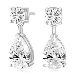 Elegant Teardrop Bridal Earrings in Sterling Silver