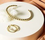 14K Gold Plated Twisted Chunky Bangle Bracelet