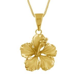 Hibiscus Pendant Necklace in Sterling Silver & Gold