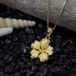 Hibiscus Pendant Necklace in Sterling Silver & Gold