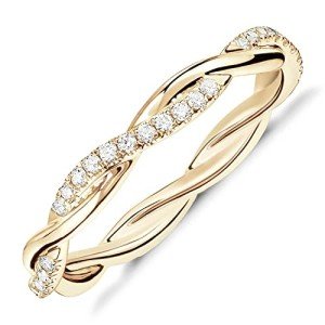 14K Gold Plated Twisted Rope Eternity Band for Women