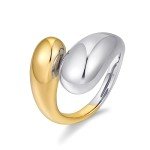 Two Tone Chunky Adjustable Teardrop Rings for Women