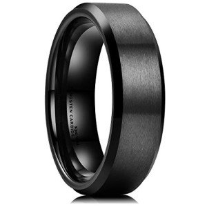 Men's Black Wedding Ring - 6mm Comfort Fit