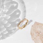 14K Gold Plated Twisted Rope Eternity Band for Women