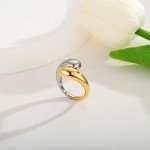 Two Tone Chunky Adjustable Teardrop Rings for Women