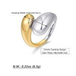 Two Tone Chunky Adjustable Teardrop Rings for Women