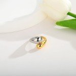 Two Tone Chunky Adjustable Teardrop Rings for Women
