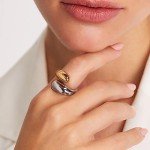 Two Tone Chunky Adjustable Teardrop Rings for Women