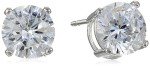 Platinum Plated Silver Round Cut CZ Stud Earrings
