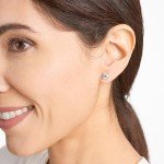 Platinum Plated Silver Round Cut CZ Stud Earrings