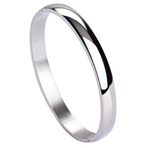 MILAKOO Women's Silver Oval Bangle Bracelet 7.1