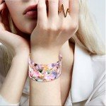 Floral Chunky Acrylic Cuff Bracelet for Women