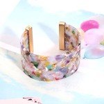 Floral Chunky Acrylic Cuff Bracelet for Women