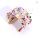 Floral Chunky Acrylic Cuff Bracelet for Women