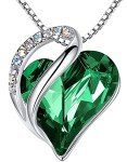 Emerald Heart Pendant Necklace for Mother's Day
