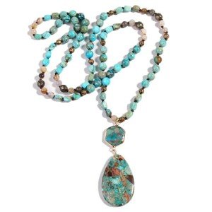 Boho Turquoise Pendant Necklace for Him & Her