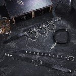 Leather Punk Goth Heart Spiked Choker Necklace Set